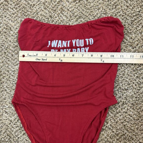 O-Mighty Women’s Red Graphic Bodysuit OMighty Stretch Size Small - Picture 3 of 7
